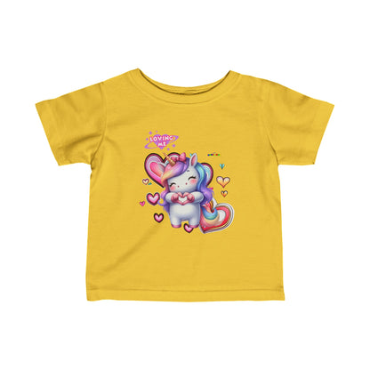 Cute Loving me Loving You Heart Unicorn  Infant Fine Jersey Tee-My Bright Side Clothing