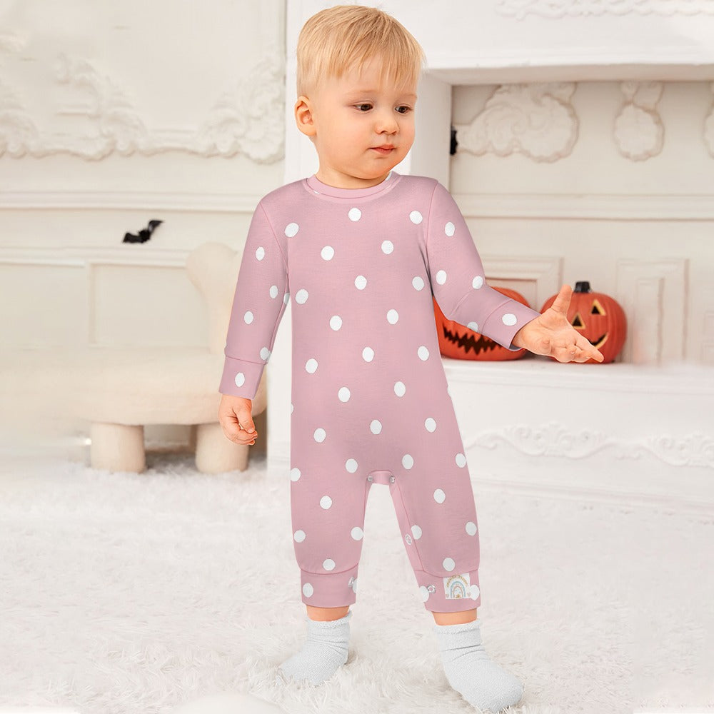 Cute Pink & White Polka dot Spots Baby romper