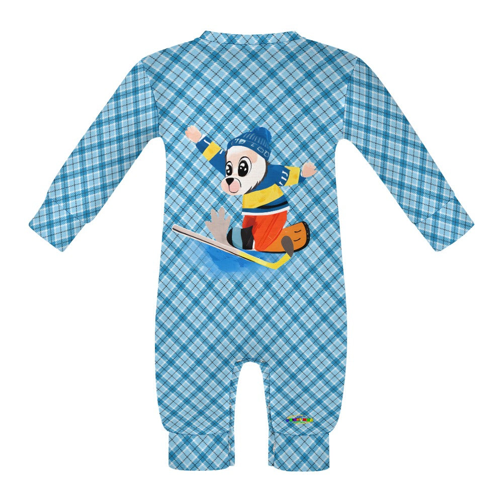 Cute Hockey Goalie Cartoon Bear Baby Romper-My Bright Side Clothing