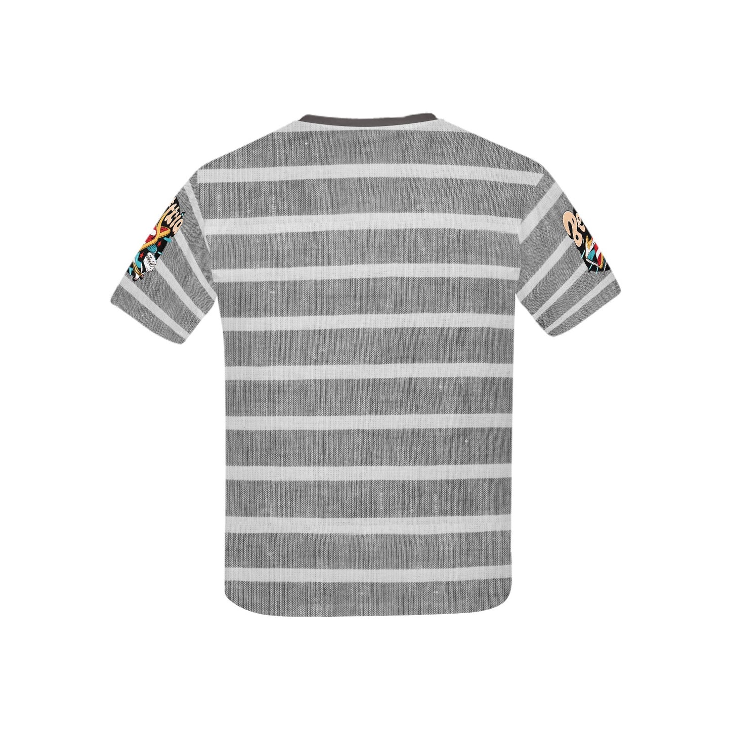 Dark Grey Retro Stripped Pattern and logo Children's T-Shirt-My Bright Side Clothing