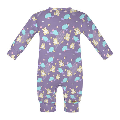 Cute Pastel Purple Bear Pattern Baby Romper-My Bright Side Clothing