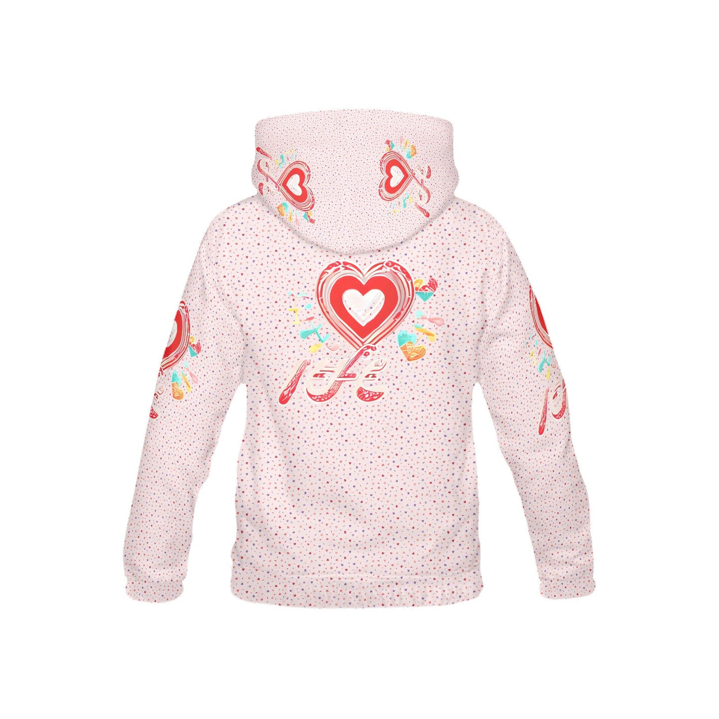 Pastel pink and red Heart Pattern and Graphic Children's Hoodie-My Bright Side Clothing