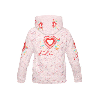 Pastel pink and red Heart Pattern and Graphic Children's Hoodie-My Bright Side Clothing