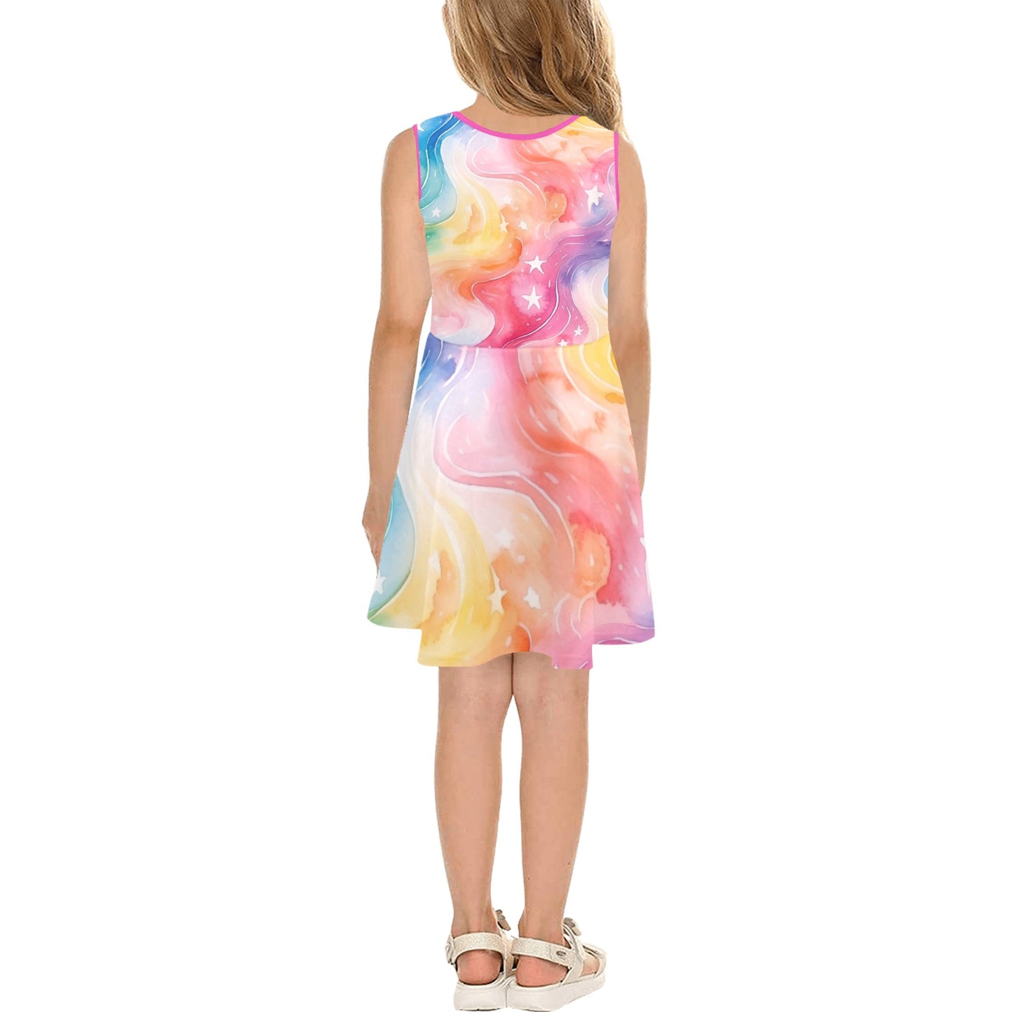 Beautiful Rainbow Pastel Swirls Children's Sleeveless Sundress  -My Bright Side Clothing