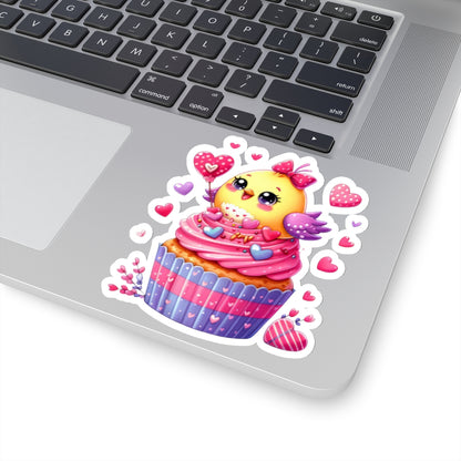 Cute and Sweet Little Cupcake Chick Valentines -Kiss-Cut Sticker-My Bright Side Clothing