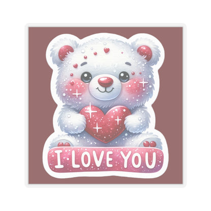 Cute and Sweet Happy Valentines Bear-Kiss-Cut Sticker-My Bright Side Clothing