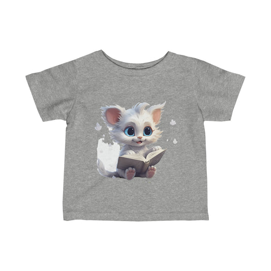 Cute Kitten Reading a Book Infant Fine Jersey Tee-My Bright Side Clothing