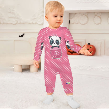 Cute Heart Pattern Love Baby Panda Pocket Friend Baby Romper-My Bright Side Clothing