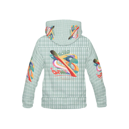 Pastel Green Checkered Retro Bright mind bright life subliminal message Pattern and Logo Children's Hoodie-My Bright Side Clothing