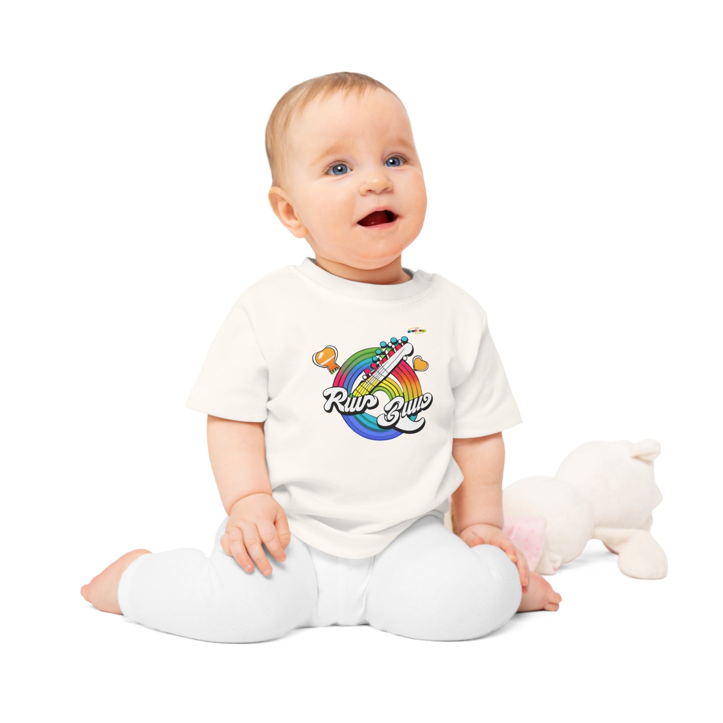 Cute Rainbow Making Music logo Baby T-Shirt-MyBrightSideClothing