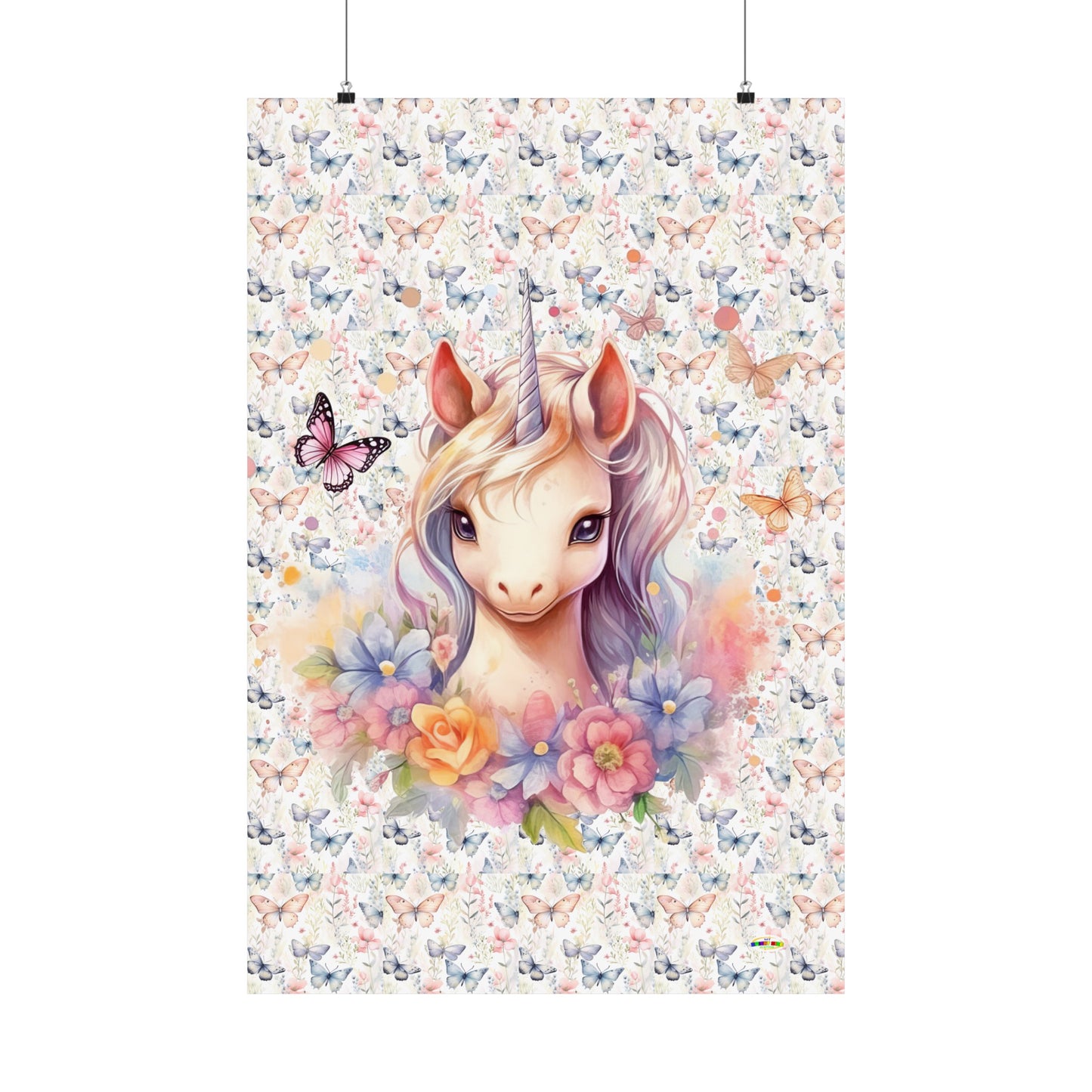 Beautiful Floral Butterfly Unicorn Graphic Matte Vertical Poster-My Bright Side Clothing