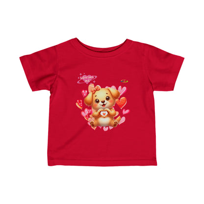 Cute Loving me Loving You Heart Puppy Infant Fine Jersey Tee-My Bright Side Clothing