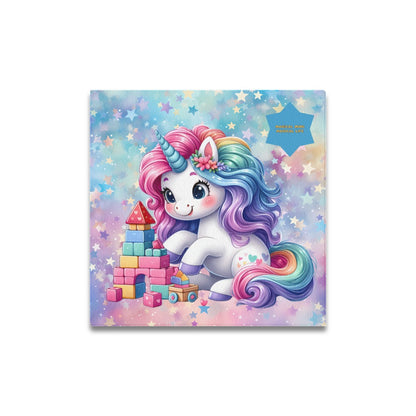 Magical Mind Magical Life Cute colourful Rainbow Unicorn Building Blocks graphic Canvas Print 16"x16"-My Bight Side Clothing