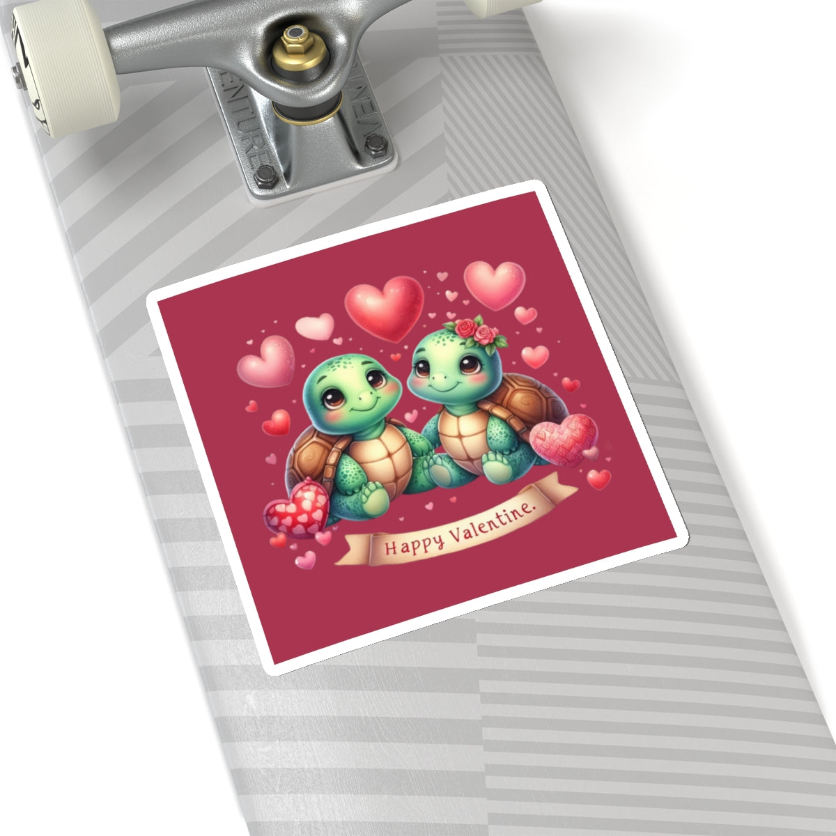 Cute and Sweet Happy Valentines Baby Turtles Kiss-Cut Sticker-My Bright Side Clothing