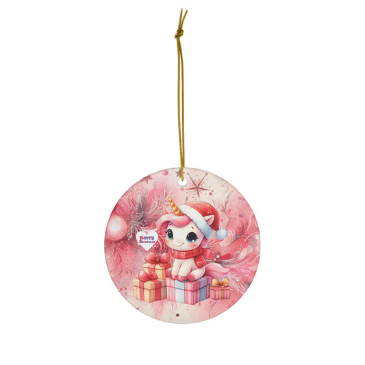 Cute Pink Pastel Unicorn Christmas Ceramic Ornament--My Bright Side Clothing