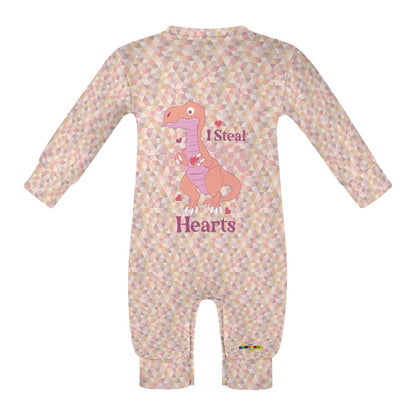 Cute I Steal Hearts Pastel Dino Baby Romper-My Bright Side Clothing