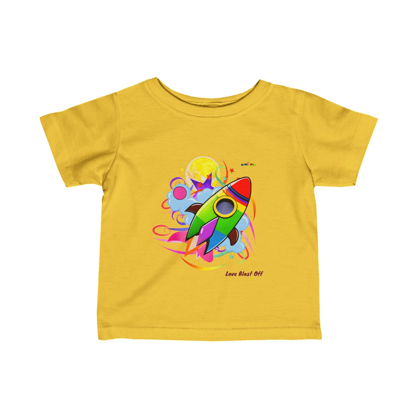 Cute Love Blast Off Rocket Ship Graphic Infant Fine Jersey Tee  -My Bright Side Clothing