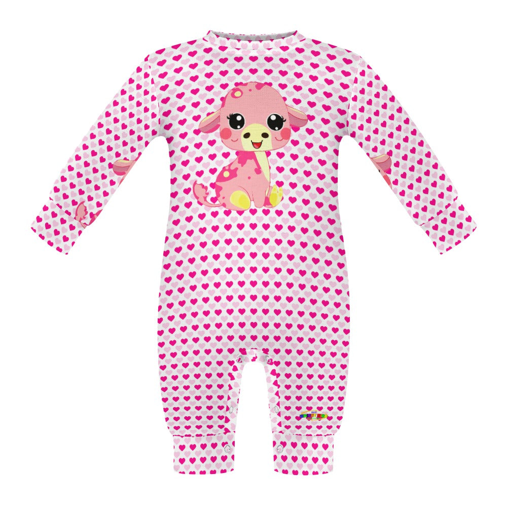 Cute Cartoon Baby Pink Cow Baby Romper-My Bright Side Clothing