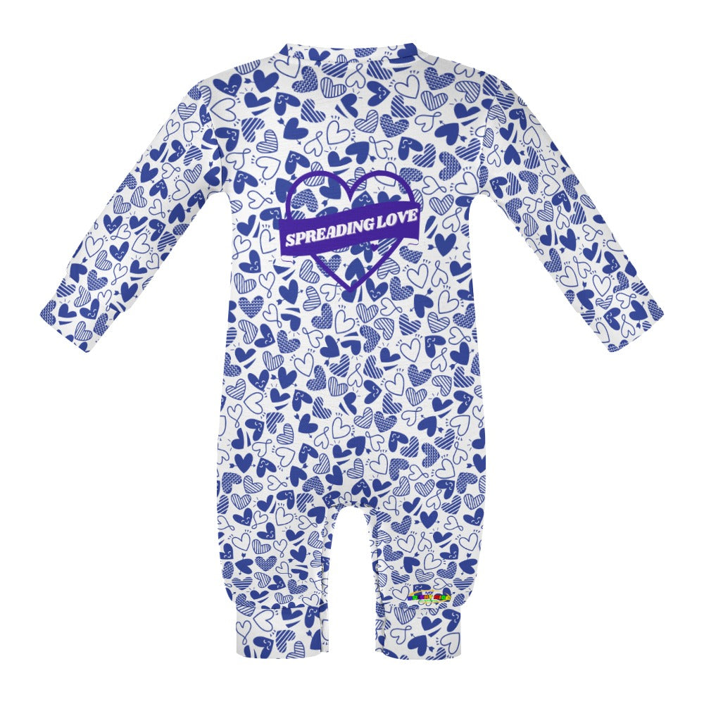 Cute Blue Spreading Love Heart Pattern Baby Romper-My Bright Side Clothing