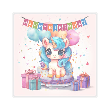 Cute Happy Birthday Pastel Unicorn Kiss-Cut Sticker--My Bright Side Clothing