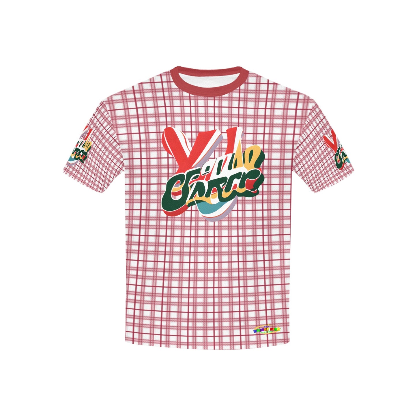 Retro Checkered Pattern and Logo Children's T-shirt -My Bright Side Clothing