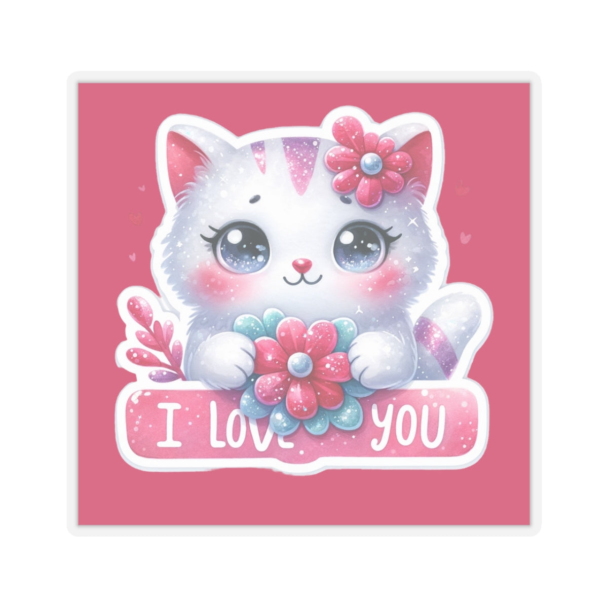 Cute and Sweet Happy Valentines Kitten-Kiss-Cut Sticker-My Bright Side Clothing