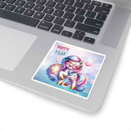 Happy New Year Pastel Unicorn Kiss-Cut Sticker-My Bright Side Clothing