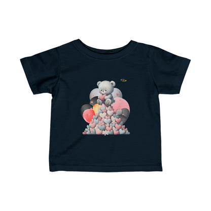 Cute Pastel Teddy \Bear Heart Graphic Infant Fine Jersey Tee-My Bright Side Clothing