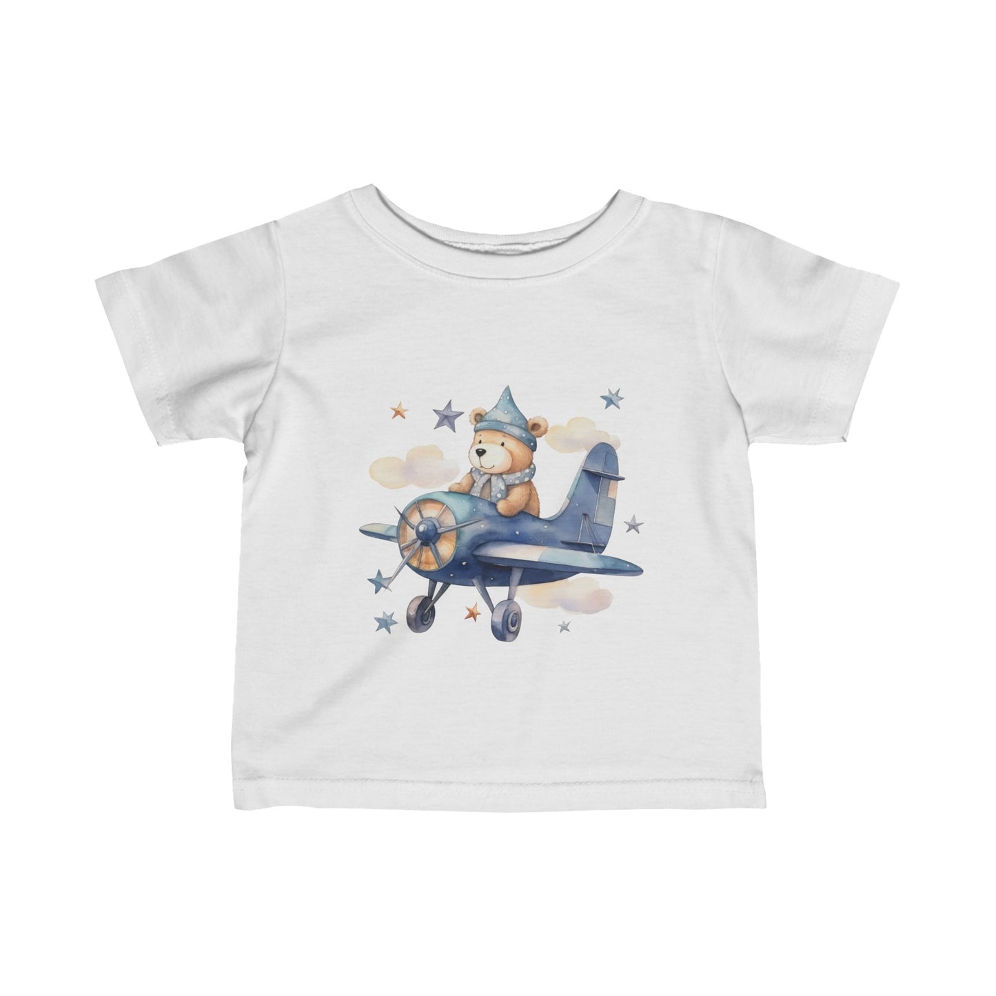 Cute Bear Flying a Airplane Infant Fine Jersey Tee-My Bright Side Clothing