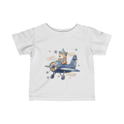 Cute Bear Flying a Airplane Infant Fine Jersey Tee-My Bright Side Clothing