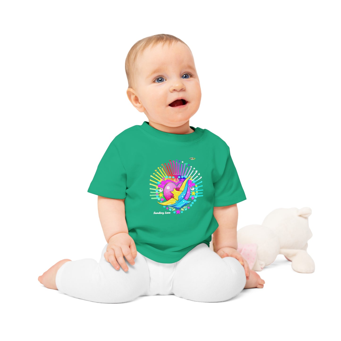 Cute Pastel Sending Love Heart Rainbow Baby T-Shirt-My Bright Side Clothing