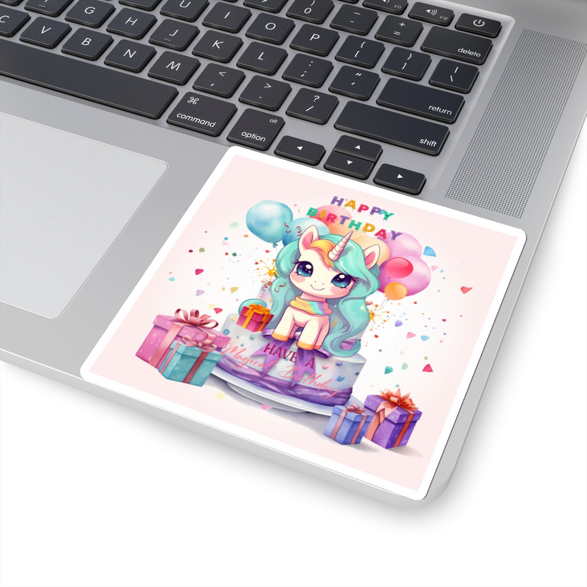 Cute Happy Birthday Pastel Unicorn Kiss-Cut Sticker--My Bright Side Clothing