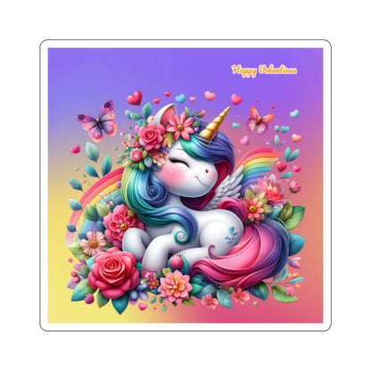 Cute Happy Valentines Rainbow Unicorn Kiss-Cut Sticker-My Bight Side Clothing