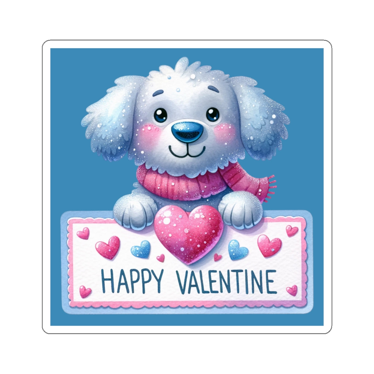 Cute and Sweet Happy Valentines Puppy-Kiss-Cut Sticker-My Bright Side Clothing