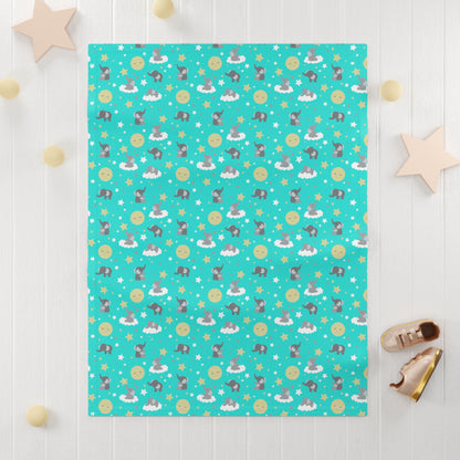 Cute Teal Baby Elephant Pattern Soft Fleece Baby Blanket--My Bright Side Clothing