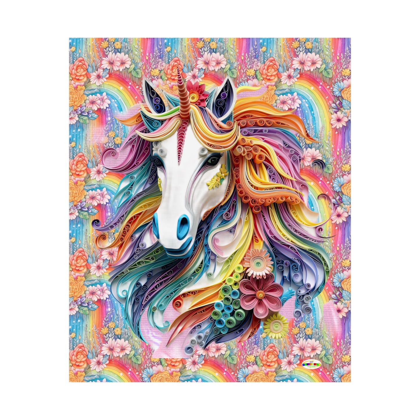 Just Making Magic-Beautiful Rainbow Flower Unicorn Matte Vertical Poster-My Bright Side Clothing