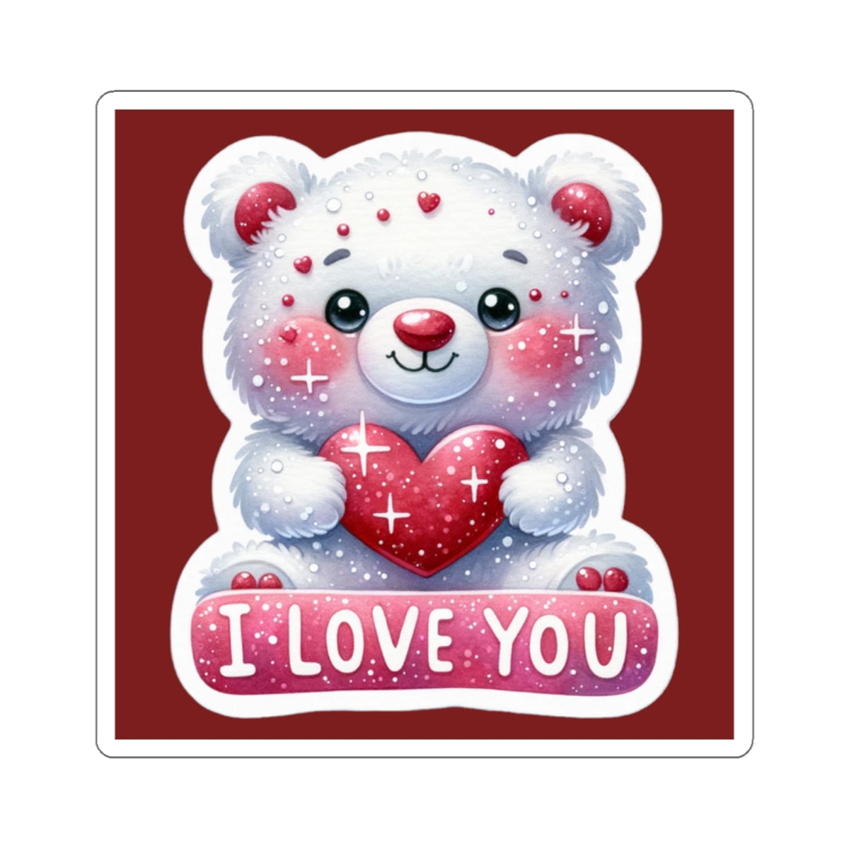 Cute and Sweet Happy Valentines Bear-Kiss-Cut Sticker-My Bright Side Clothing