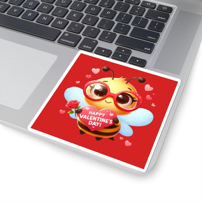 Cute and Sweet Happy Valentines Bumble Bee-Kiss-Cut Sticker-My Bright Side Clothing