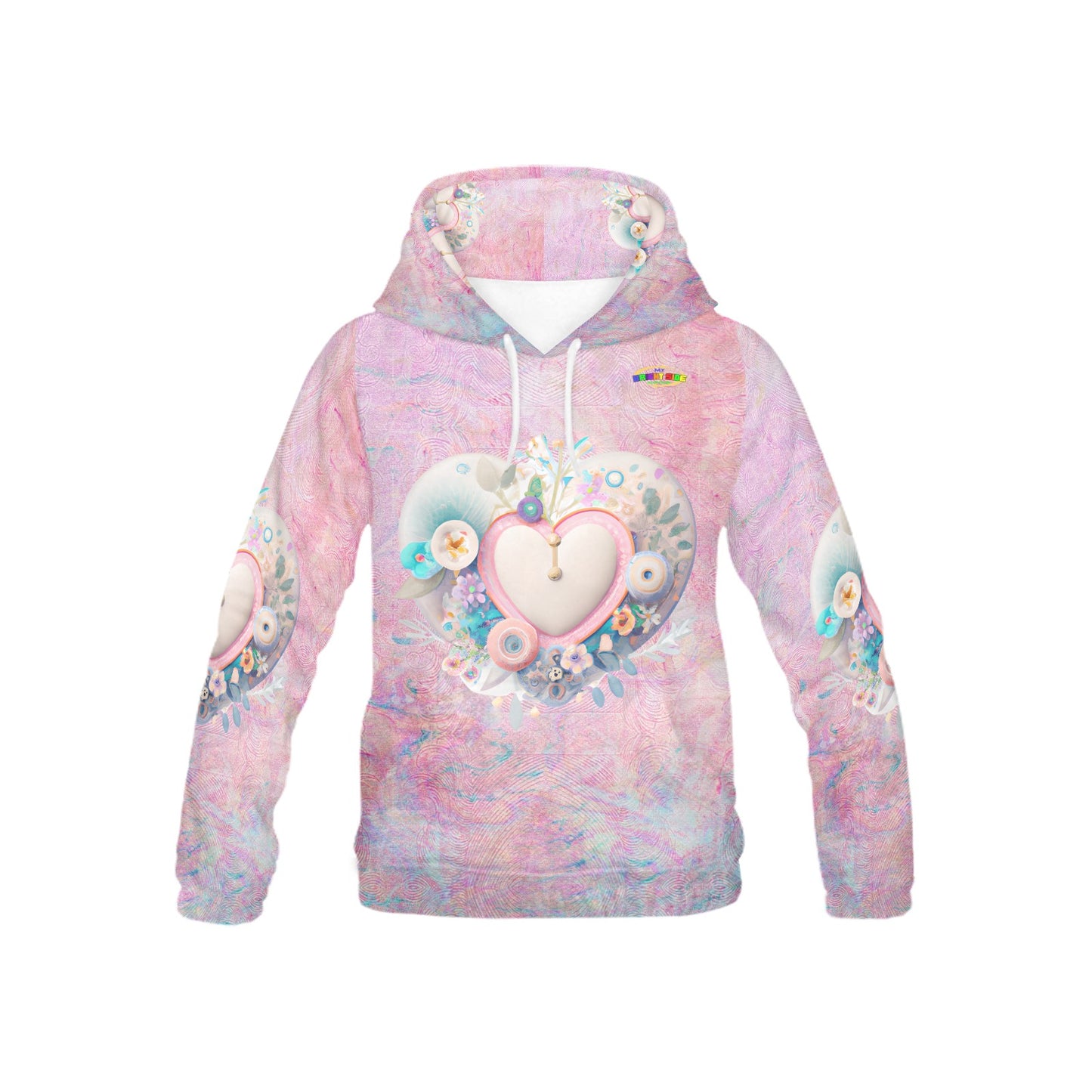 Beautiful Pastel Heart Flower Pattern Children's Hoodie-My Bright Side Clothing