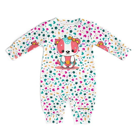 Cute Baby Bear Rainbow Heart Pattern Baby Romper-My Bright Side Clothing