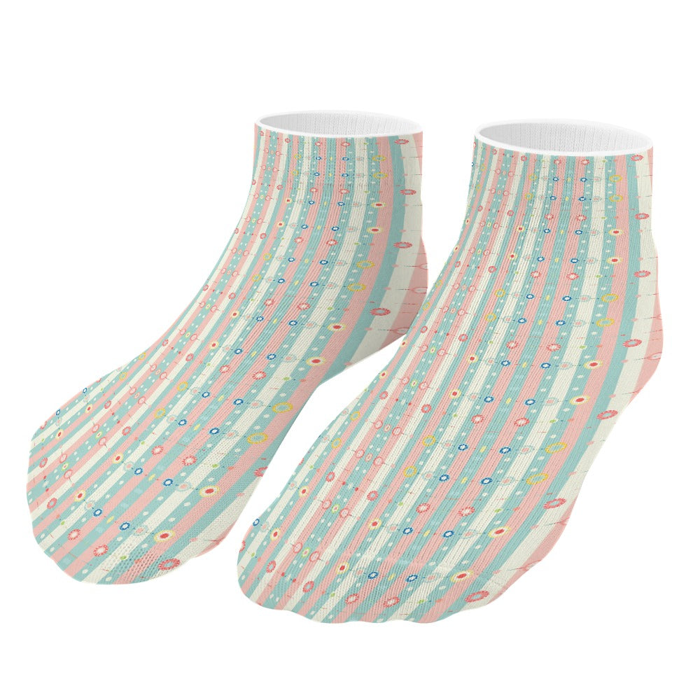 Pastel Flowers stripes Pattern Children's Comfortable Socks -5 Pairs -MyBrightSideClothing