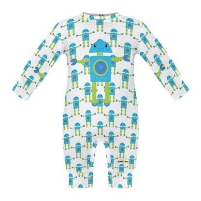 Cute Blue Robots Pattern Baby Romper-My Bright Side Clothing