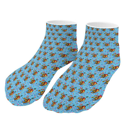 Blue Heart Bitcoin Pattern Children's Comfortable Socks -5 Pairs -MyBrightSideClothing