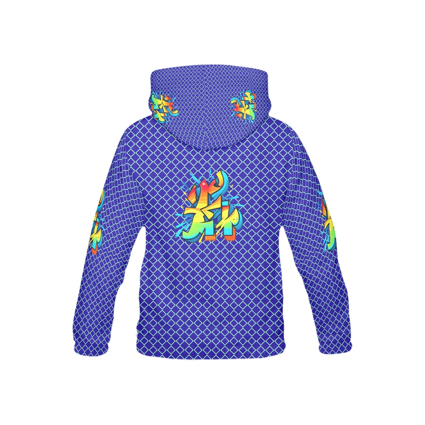 Bright Blue Fun Alphabet Graffiti Pattern Children's Hoodie-My Bright Side Clothing