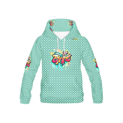 Mint Green Fun Alphabet Graffiti Pattern Children's Hoodie-My Bright Side Clothing