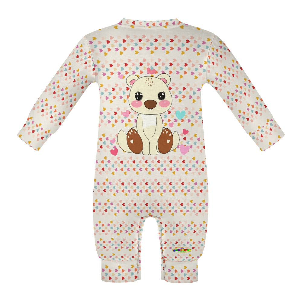 Cute Heart Pattern Teddy Bear Baby Romper-My Bright Side Clothing