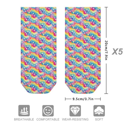 Rainbow Star Pattern Children's Comfortable Socks -5 Pairs -MyBrightSideClothing