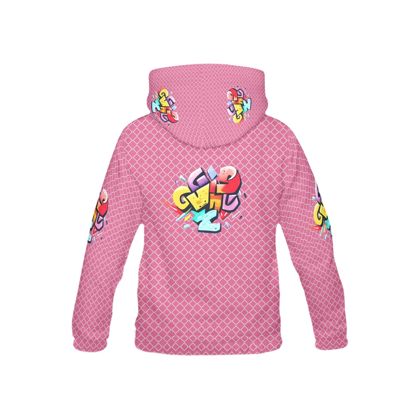 Pink Fun Alphabet Graffiti Pattern Children's Hoodie-My Bright Side Clothing