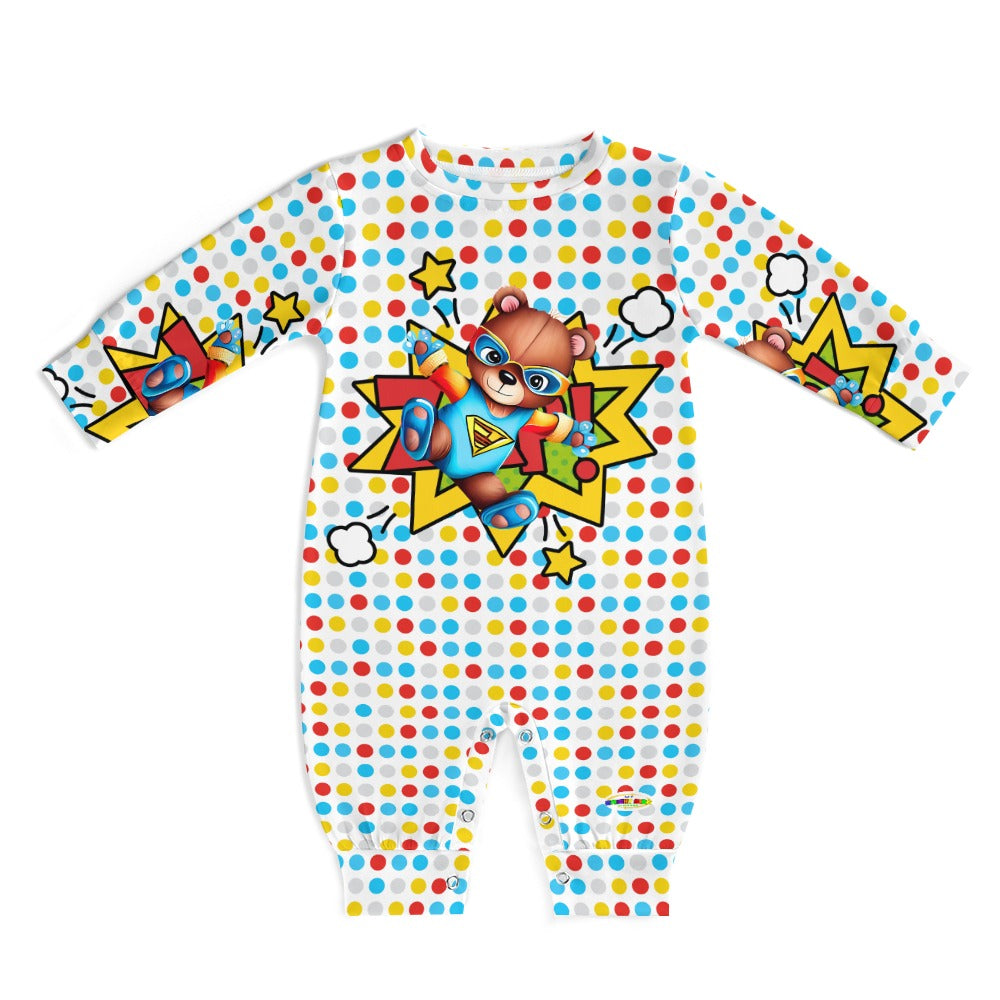 Teddy Bear Superhero Theme Baby Romper-My Bright Side Clothing