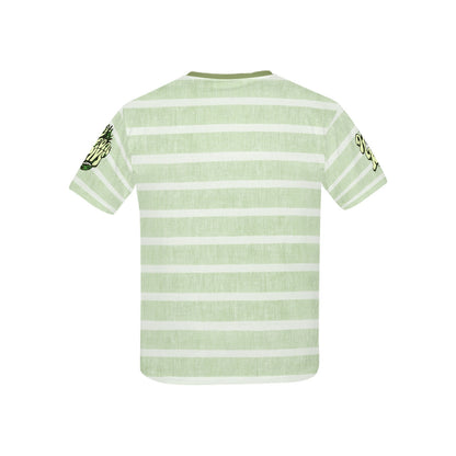 Light Green Retro Stripped Pattern and logo Children's T-Shirt-My Bright Side Clothing